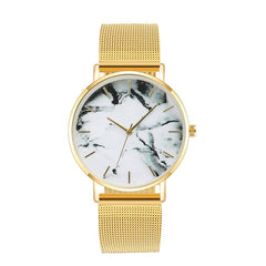 Fashion Gold Mesh Band Creative Marble Female Wrist Watch Luxury Women Quartz Watches Gifts