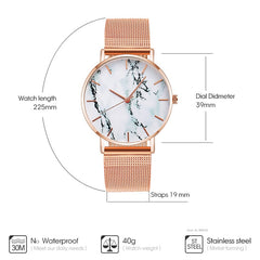 Fashion Gold Mesh Band Creative Marble Female Wrist Watch Luxury Women Quartz Watches Gifts