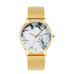 Fashion Gold Mesh Band Creative Marble Female Wrist Watch Luxury Women Quartz Watches Gifts